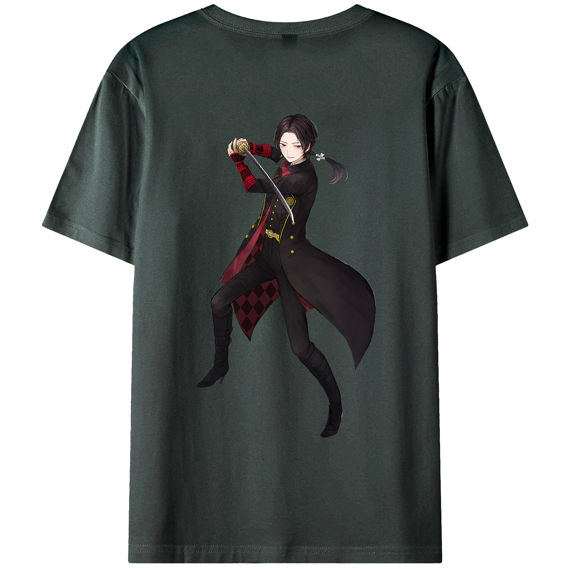 （画像用） 刀剣乱舞 Touken Ranbu 綿100％ メンズ半袖Tシャツ（バックプリント） 通気性